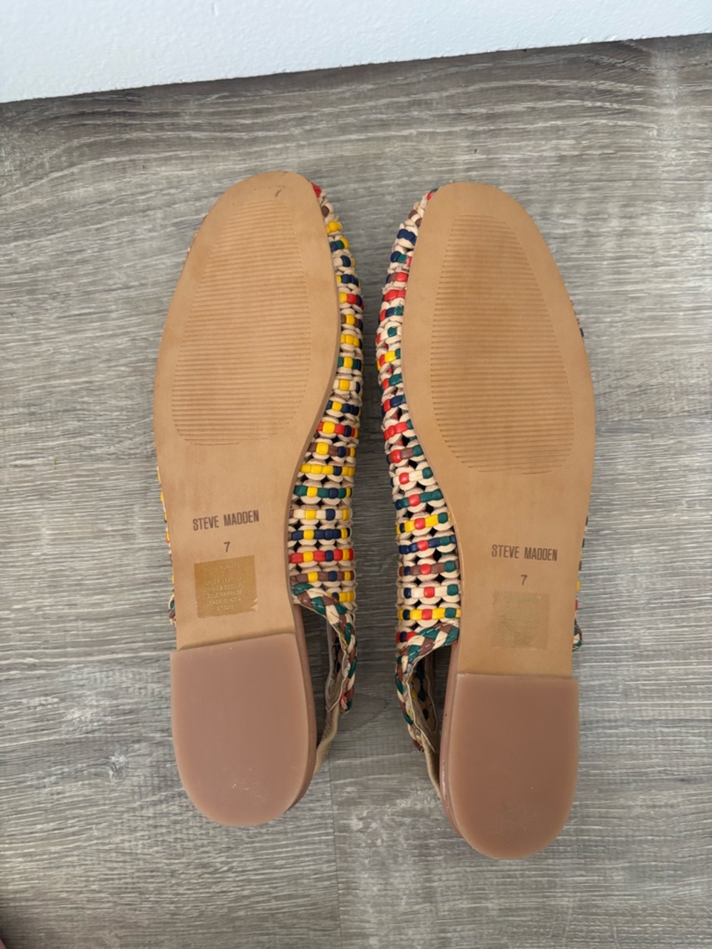 Steve Madden Rumi Slingback Flats Womens 7 Multicolor Woven Leather - Picture 8 of 9